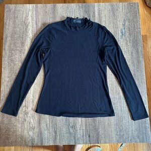 Navy blue ribbed ruffle collar mock turtleneck from Modcloth. Medium.  EUC!